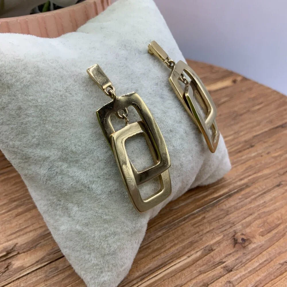 Kenneth Cole New York Gold Tone Rectangle Link Drop Earrings
